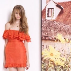 Stretsis Orange Ruffle Mini Dress